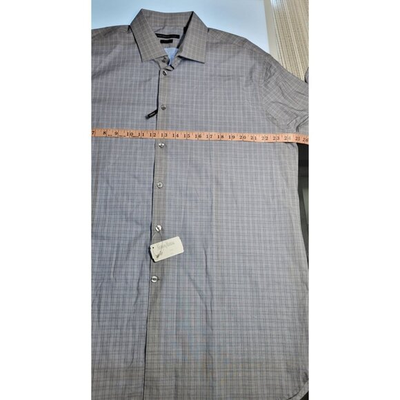 John Varvatos Regu Fit Dress Shirt Button Up Size 36/37 17 1/2 Plaid Royal Bl - Picture 13 of 16